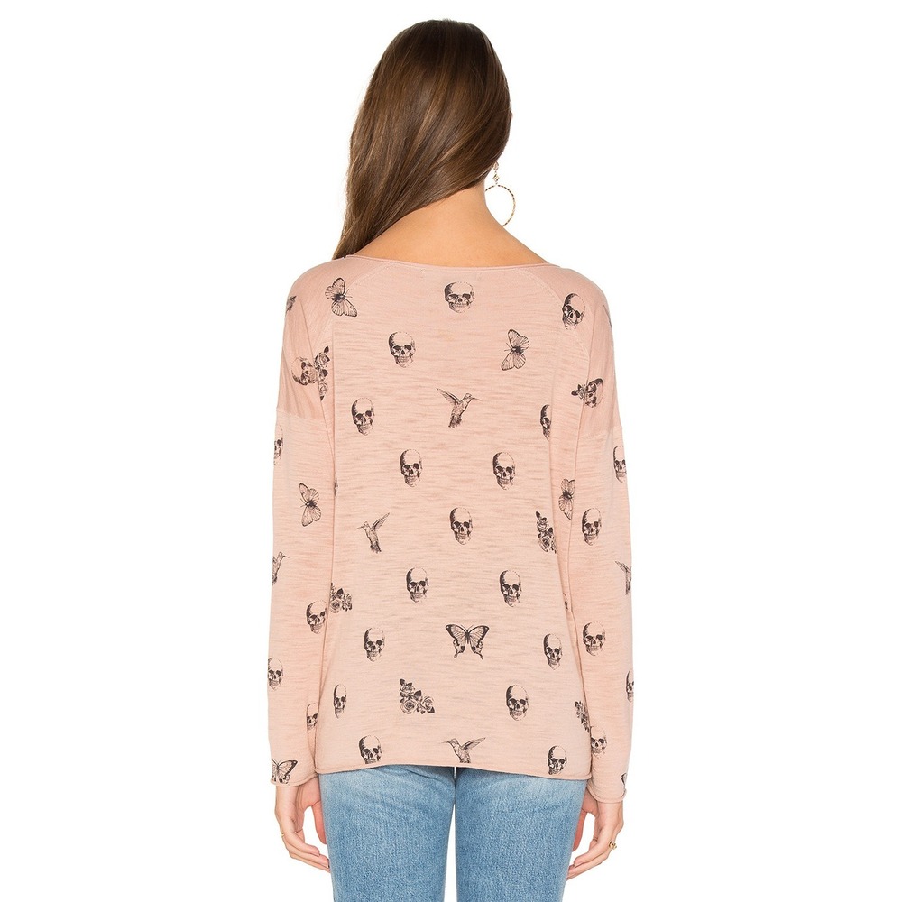 Skull Cashmere Dru Cotton Knit Skull Print Sweater Rose Pink NWT Sizes XS S - Picture 5 of 16